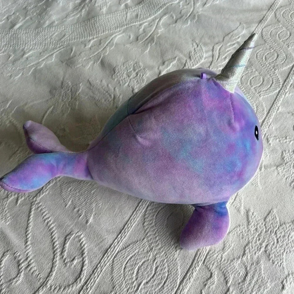 Squishmallows Hallie The Narwhal Galaxy Tie Dye 8” Kellytoy Purple Blue - Picture 4 of 9
